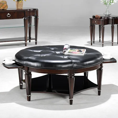 Round Coffee Table w/ Upholstered Top